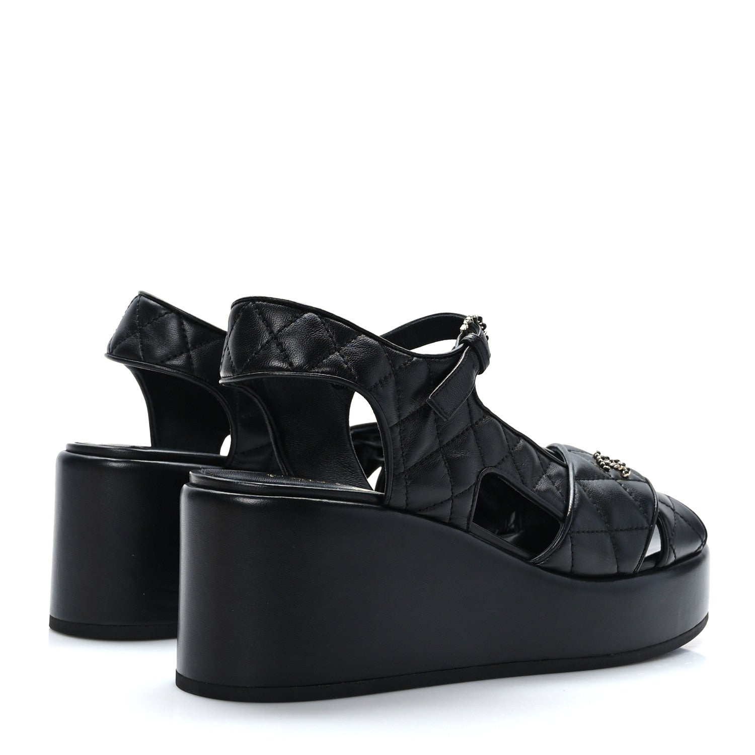 Chanel Lambskin Quilted CC Platform Sandals 41 Black 4 of 8
