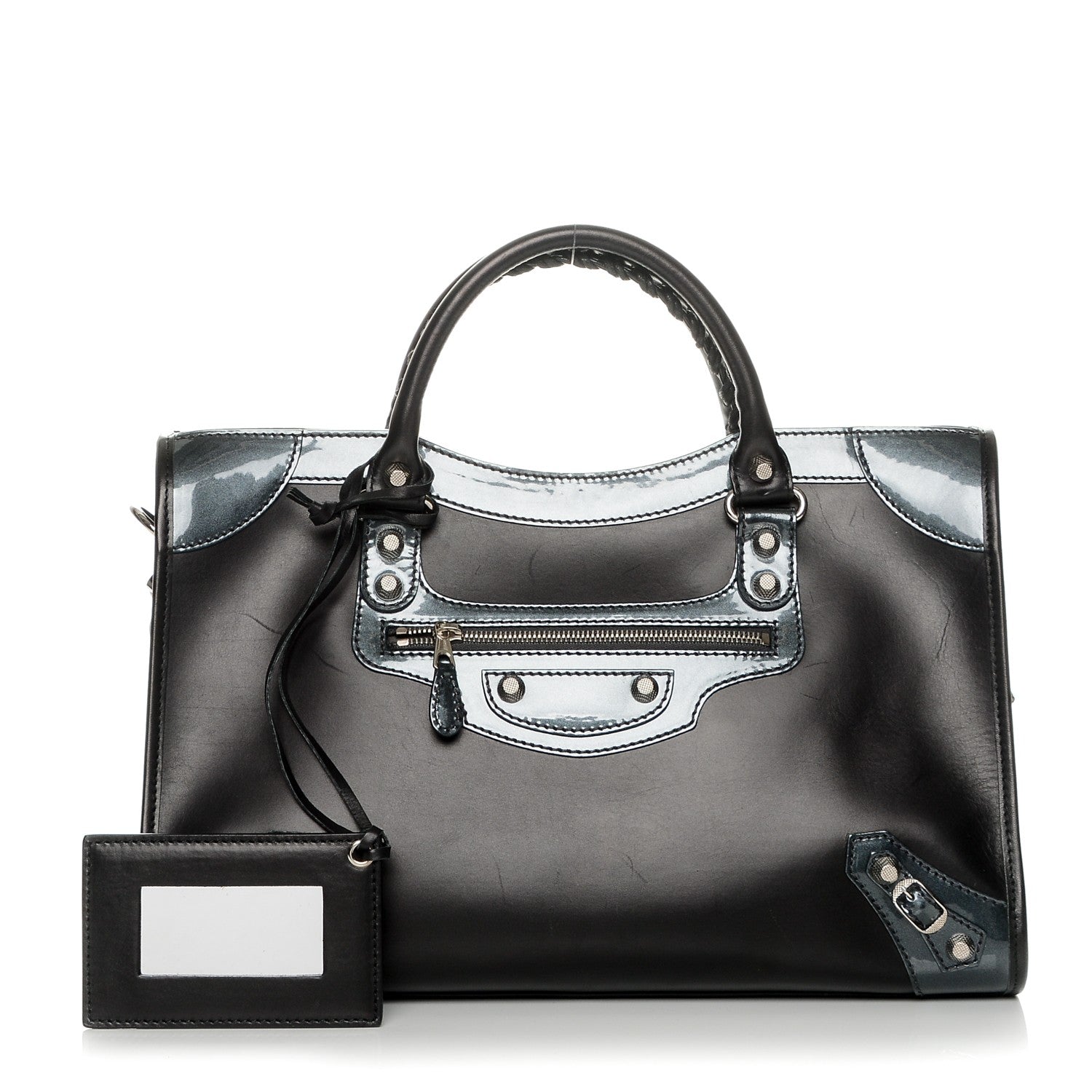 Balenciaga Smooth Calfskin Metallic Patent Giant 12 Silver Hardware City Black Gris 1 of 6