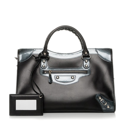 Balenciaga Smooth Calfskin Metallic Patent Giant 12 Silver Hardware City Black Gris 1 of 6