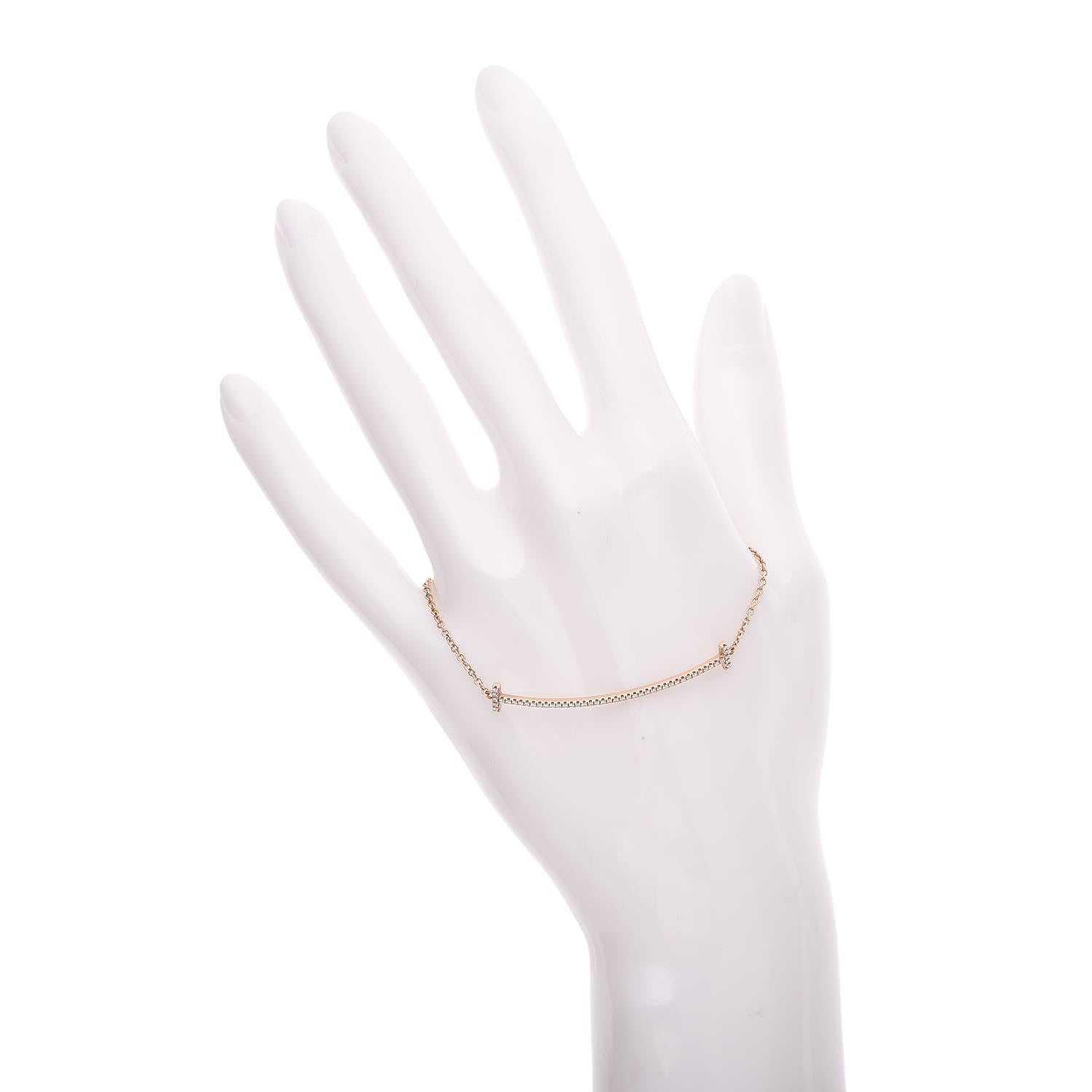 Tiffany 18K Yellow Gold Diamond T Smile Bracelet 2 of 6