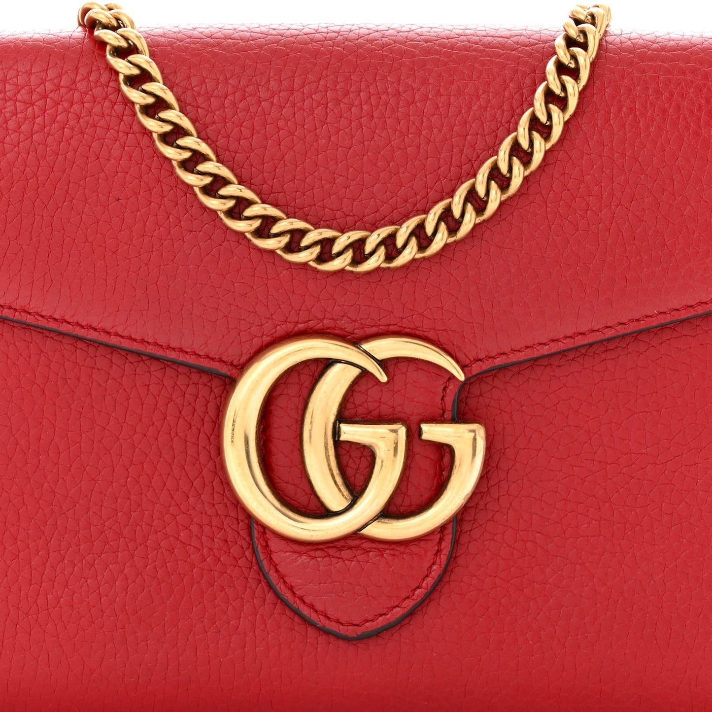 Calfskin GG Marmont Chain Wallet Vulcanic Red