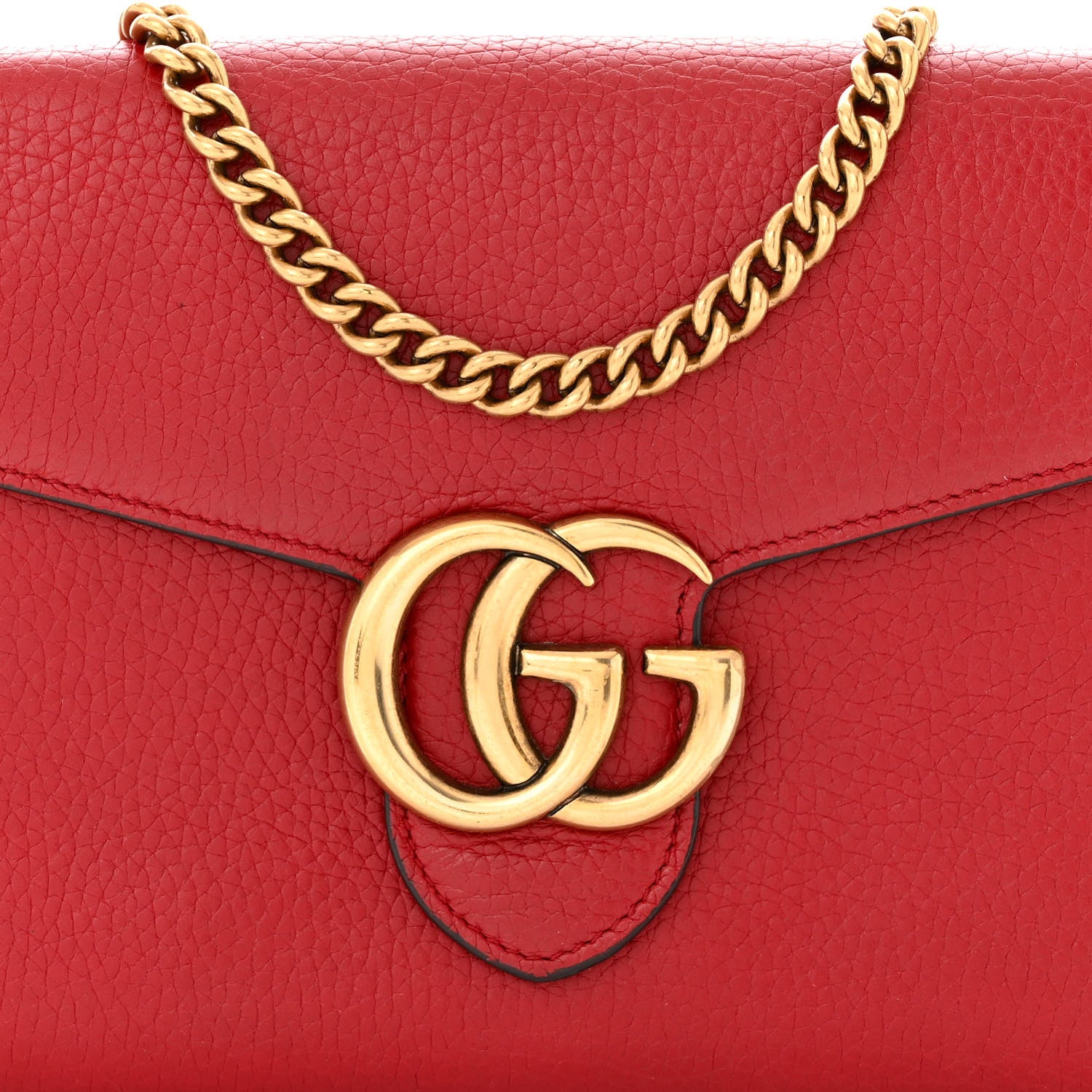 Gucci Calfskin GG Marmont Chain Wallet Vulcanic Red 9 of 11