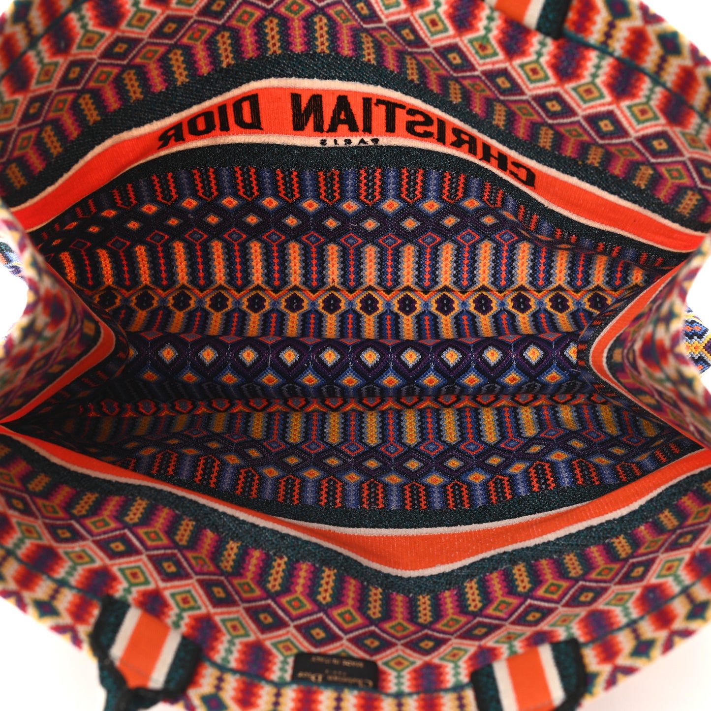 Canvas Embroidered Large Book Tote Orange Multicolor