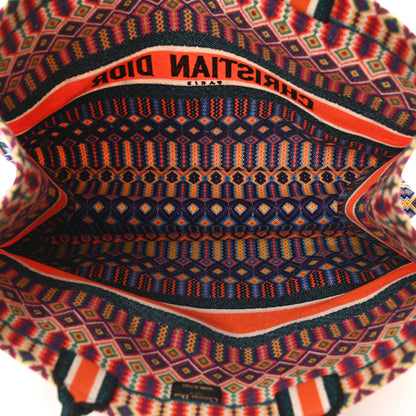 Christian Dior Canvas Embroidered Large Book Tote Orange Multicolor 7 of 9
