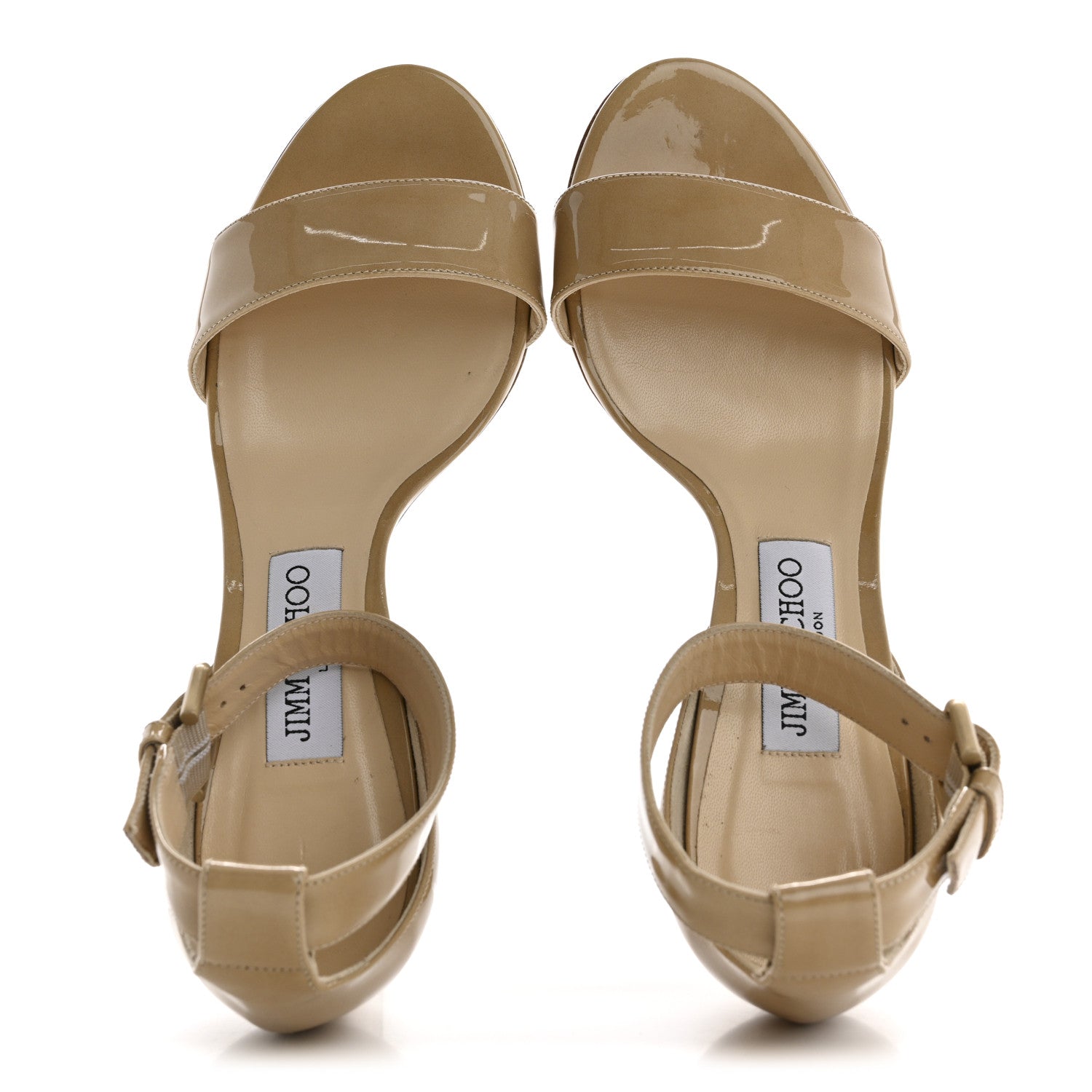 Jimmy Choo Patent Calfskin Edina Sandals 37 Nude 5 of 12