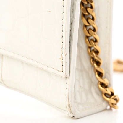 Balenciaga Shiny Calfskin Crocodile Embossed Hourglass Chain Bag White 19 of 26