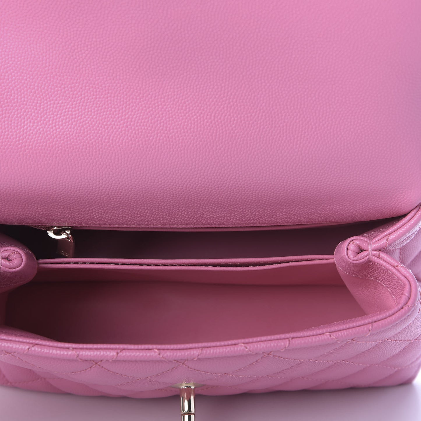 Caviar Lizard Embossed Quilted Mini Coco Handle Flap Pink