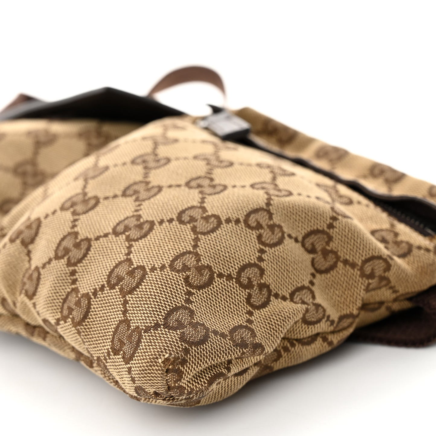 GG Monogram Double Pocket Belt Bag Dark Brown