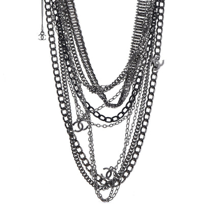 Chanel Gripoix CC Long Multistrand Necklace Ruthenium Black 1 of 5