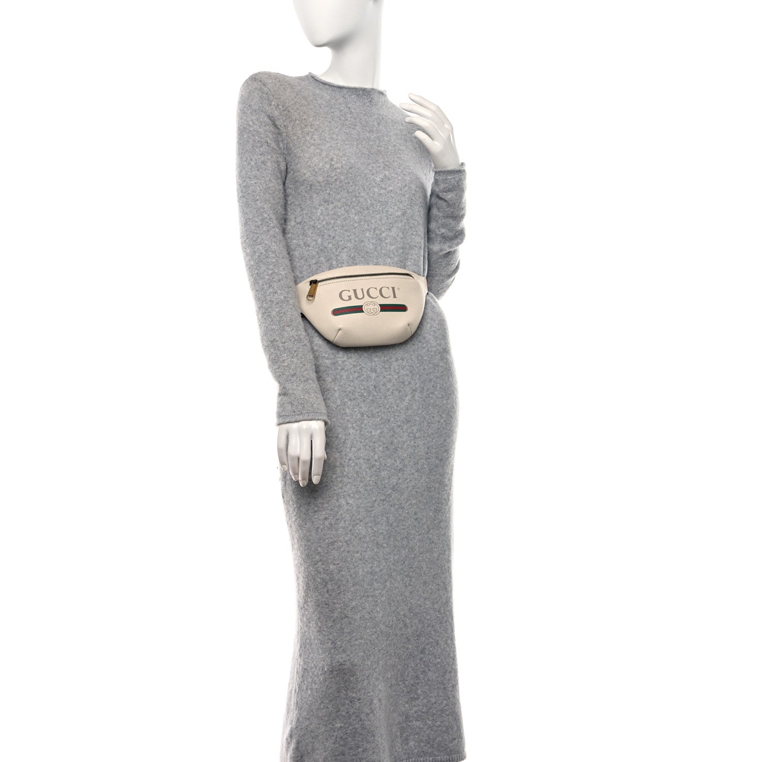 Gucci Grained Calfskin Small Logo Belt Bag White 2 of 9