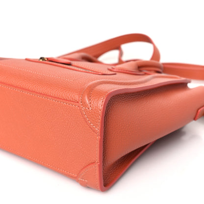 Celine Drummed Calfskin Nano Luggage Lychee 9 of 9