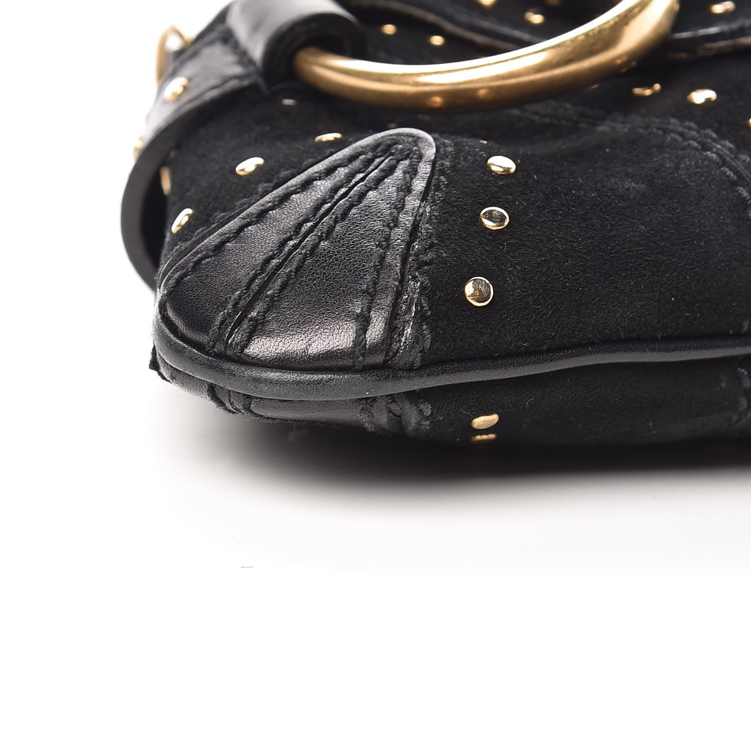 Gucci Suede Studded Horsebit Clutch Bag Black 15 of 24