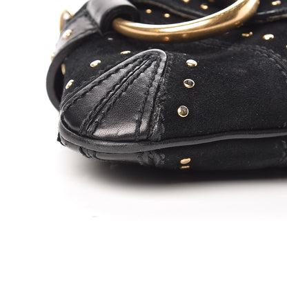 Gucci Suede Studded Horsebit Clutch Bag Black 15 of 24