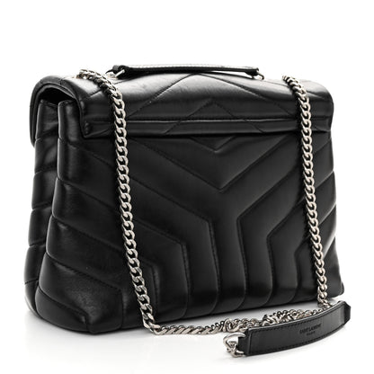 Saint Laurent Calfskin Y Quilted Monogram Small Loulou Chain Satchel Black 3 of 9