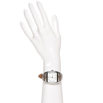 Hermes Stainless Steel Swift 33mm Cape Cod Tonneau Quartz Watch Etoupe 2 of 11