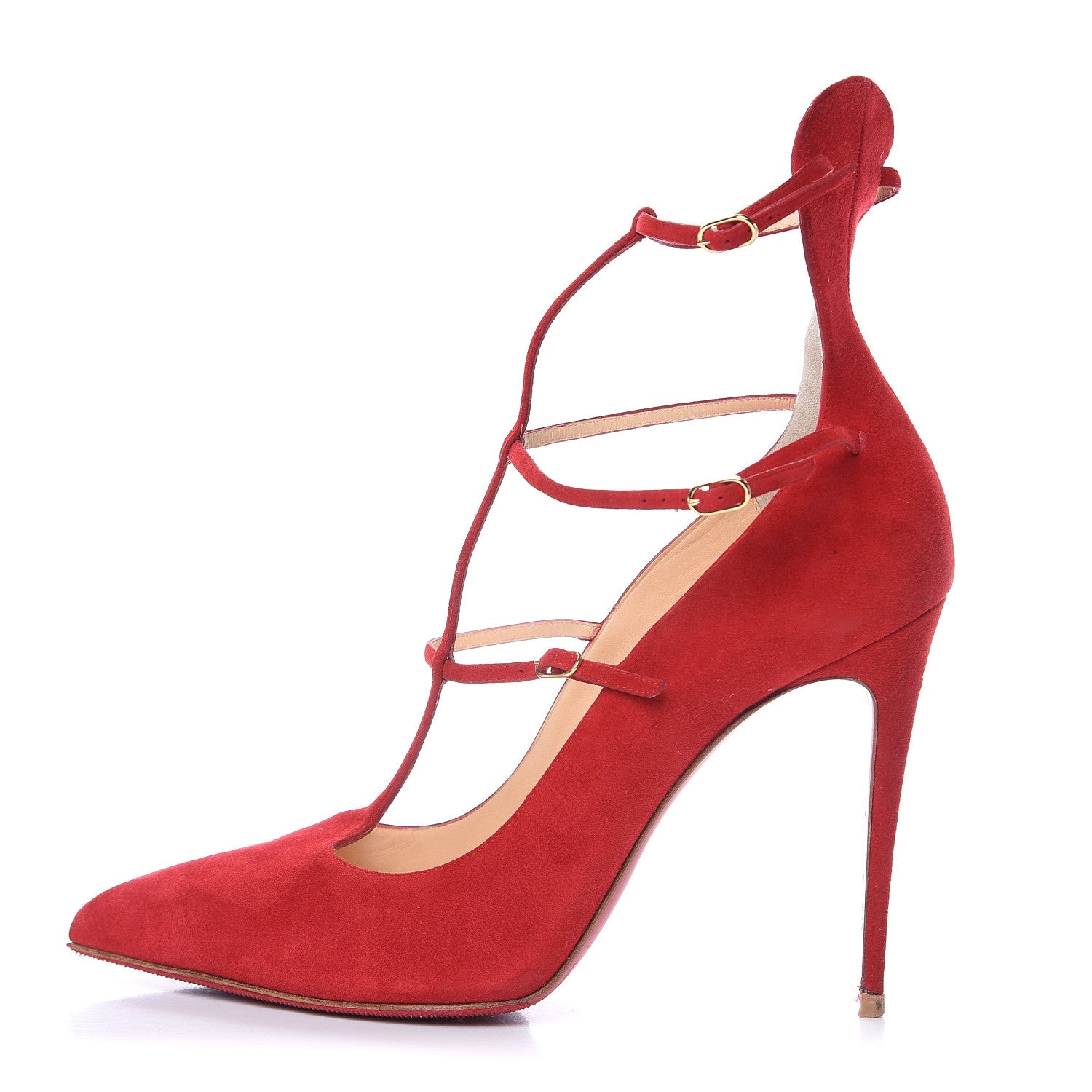 Christian Louboutin Suede Toerless Muse 100 Triple Strap Pumps 41.5 Oeillet 1 of 12