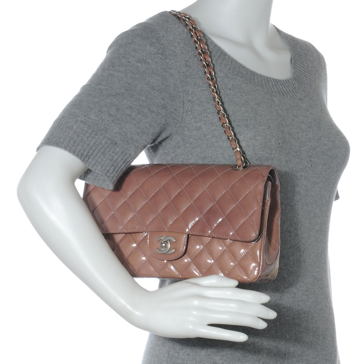 Chanel Patent Medium Double Flap Mauve 2 of 10