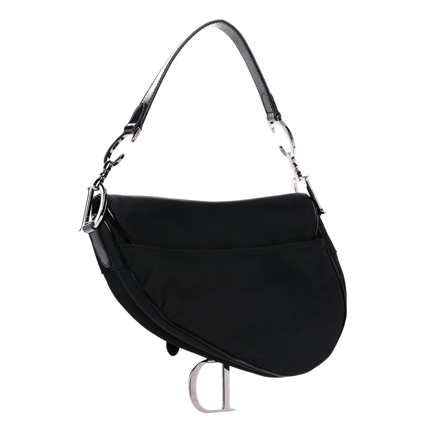 Christian Dior Canvas Patent Calfskin Saddle Bag Black 3 of 17