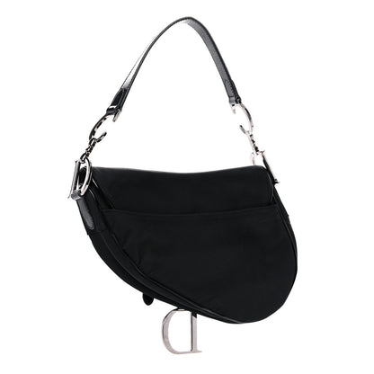 Christian Dior Canvas Patent Calfskin Saddle Bag Black 3 of 17