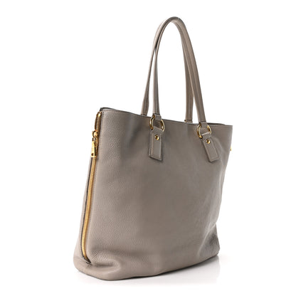 Prada Vitello Daino Side Zip Shopper Tote Pomice 3 of 10