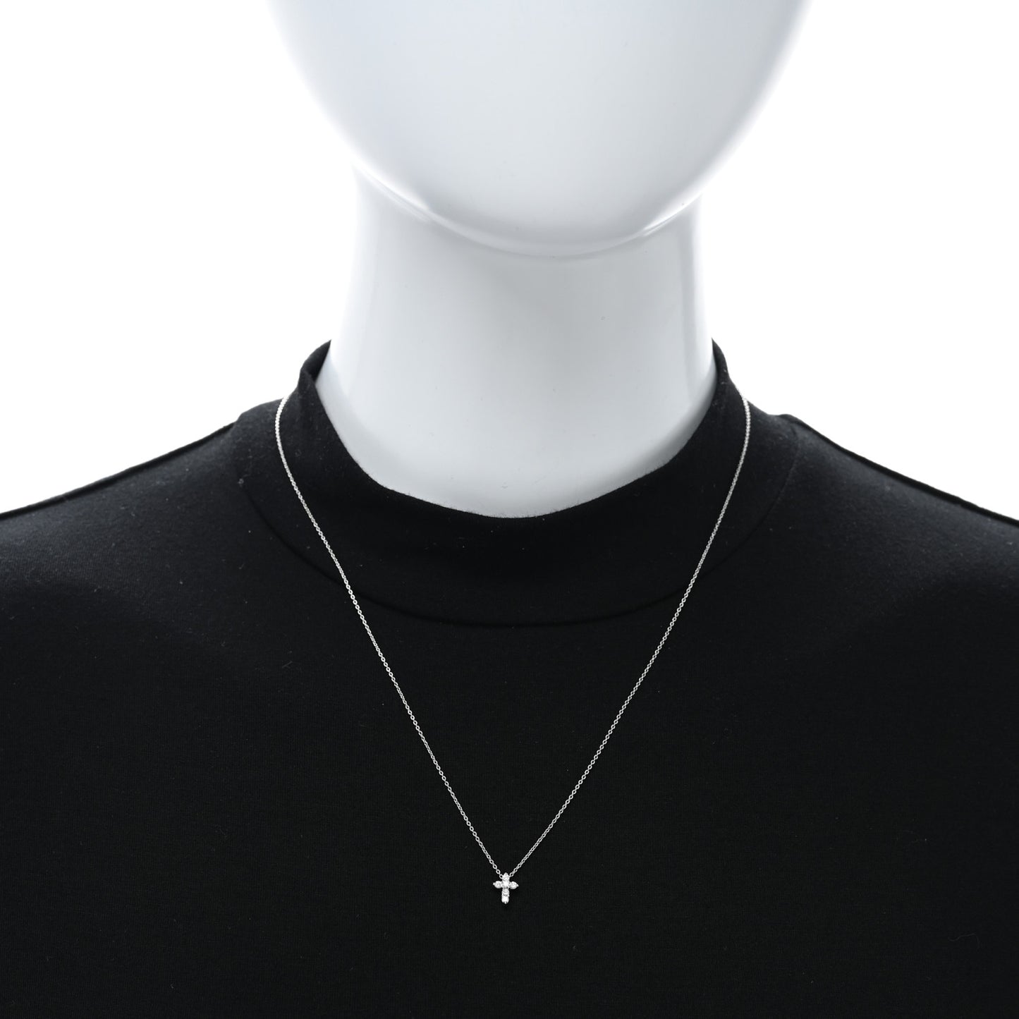 18K White Gold Diamond Tiny Treasures Baby Cross Pendant Necklace