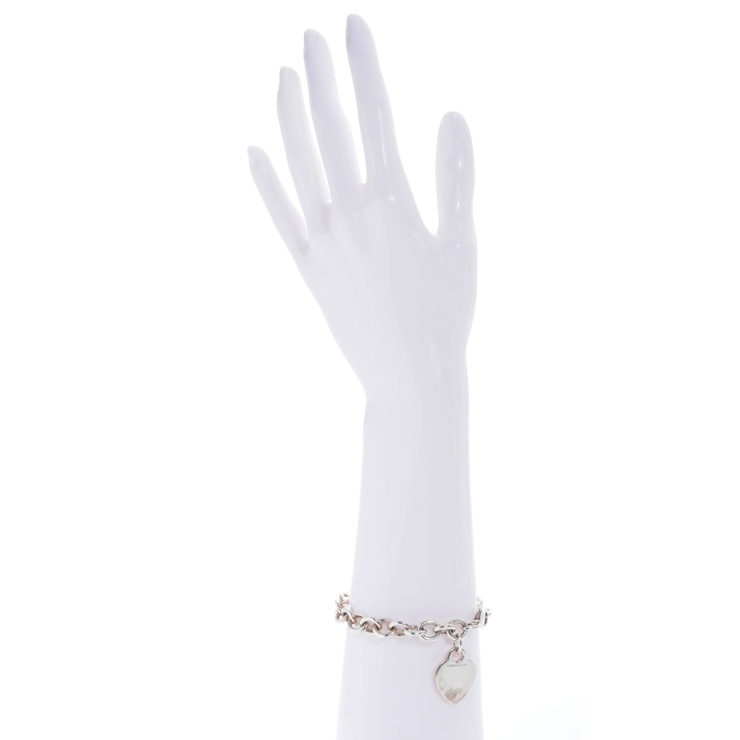 Sterling Silver Heart Tag Charm Bracelet