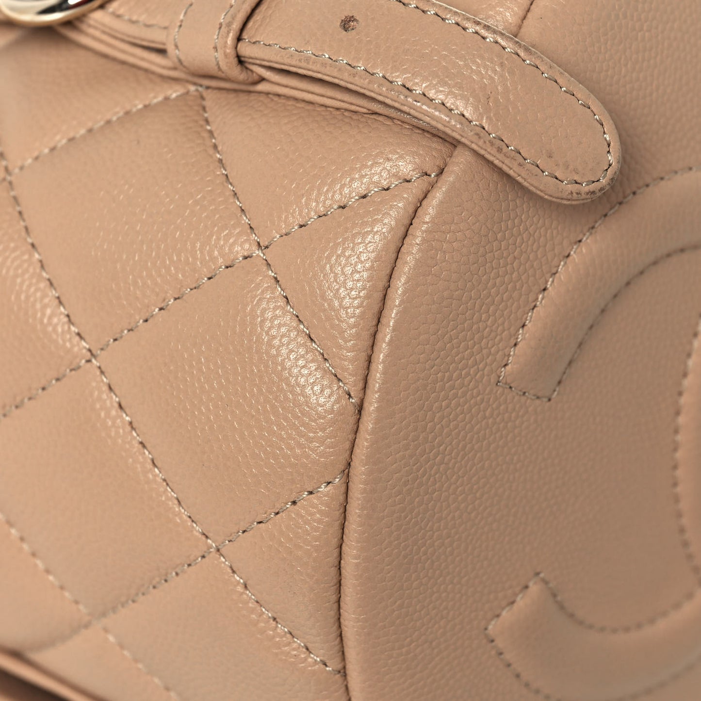Caviar Quilted Double Pocket Backpack Beige