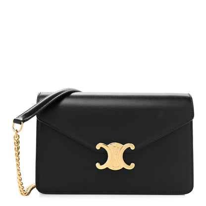 Celine Shiny Calfskin Triomphe Margo Wallet on Chain Black 1 of 11