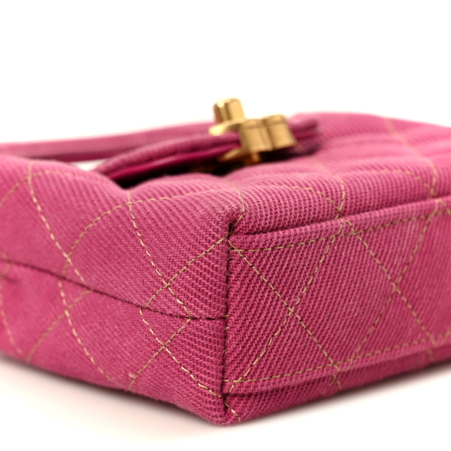Denim Quilted Mini Nano Kelly Shopper Fuchsia