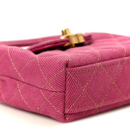 Chanel Denim Quilted Mini Nano Kelly Shopper Fuchsia 8 of 10