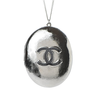Chanel Ruthenium Locket CC Necklace Silver 5 of 8