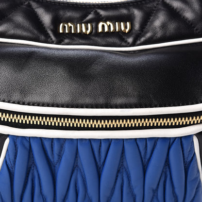Miu Miu Nappa Matelasse Rider Shoulder Bag Black Blue 10 of 12