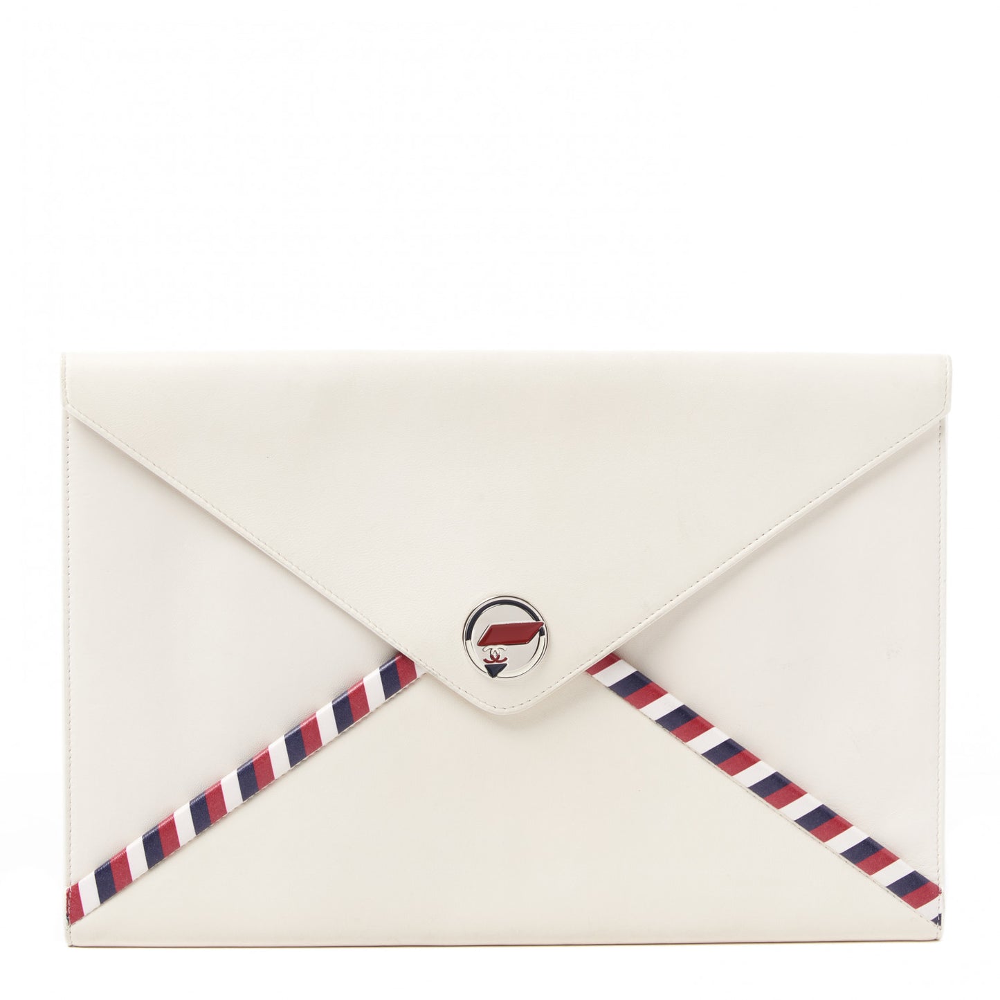 Lambskin Airline Envelope Pouch White