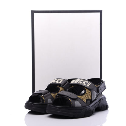 Gucci X SEGA Nappa Mesh Mens Aguru Sandals 9 Loess Black 10 of 10