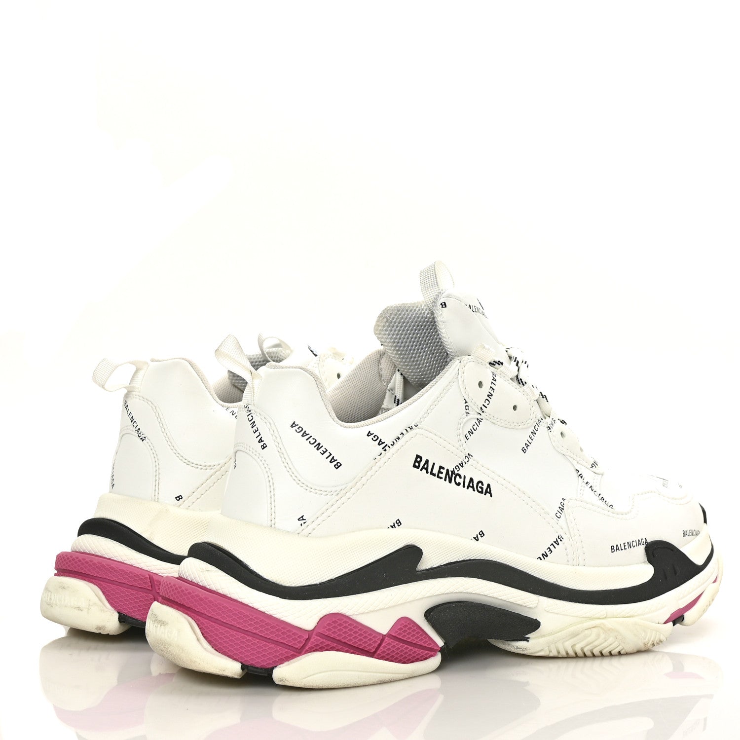 Balenciaga Technical Fabric Allover Logo Mens Triple S Sneakers 45 White Black Pink 4 of 7