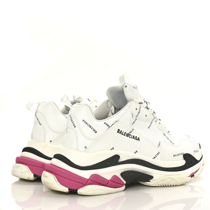 Balenciaga Technical Fabric Allover Logo Mens Triple S Sneakers 45 White Black Pink 4 of 7