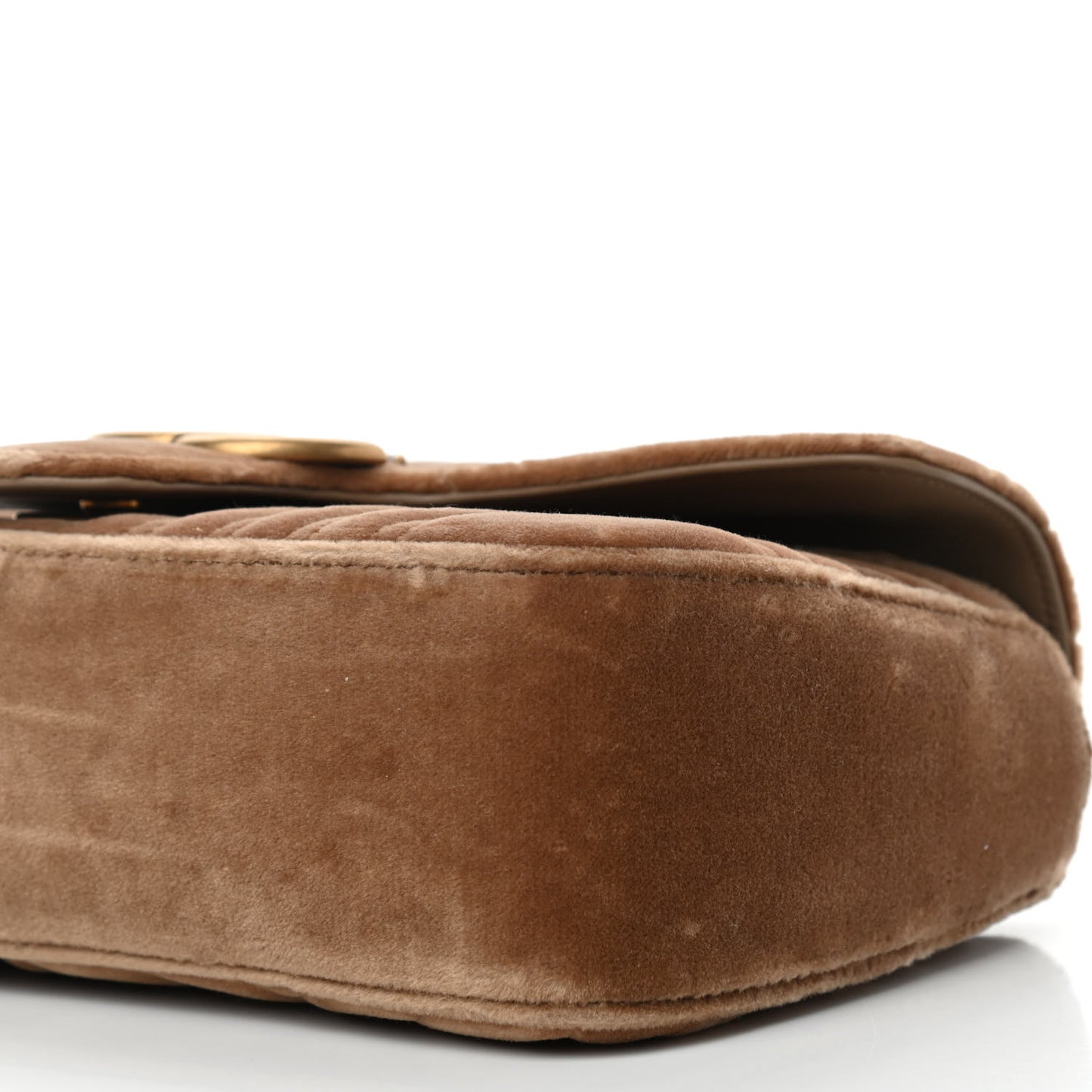 Velvet Matelasse Small GG Marmont Shoulder Bag Taupe