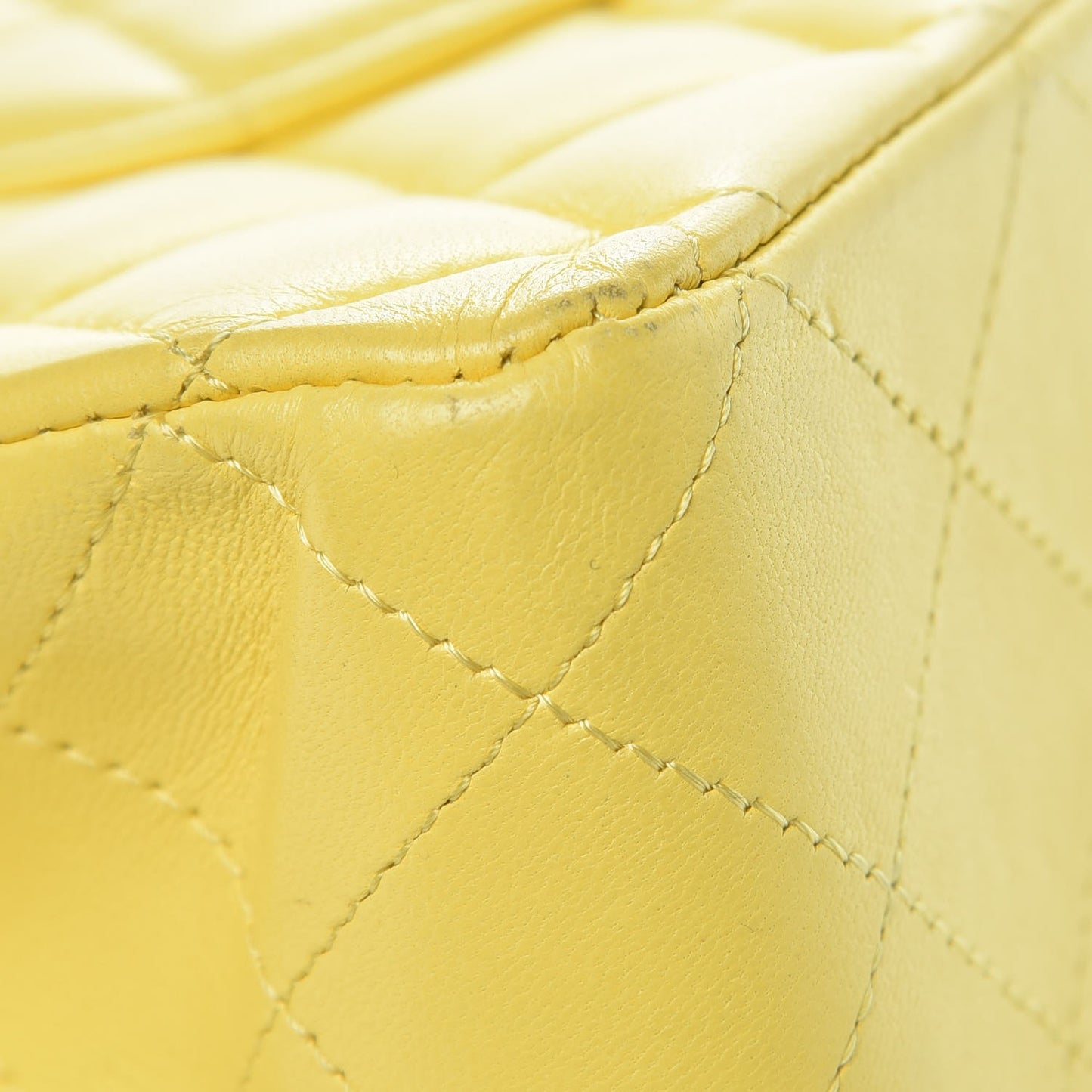 Lambskin Quilted Medium Double Flap Yellow