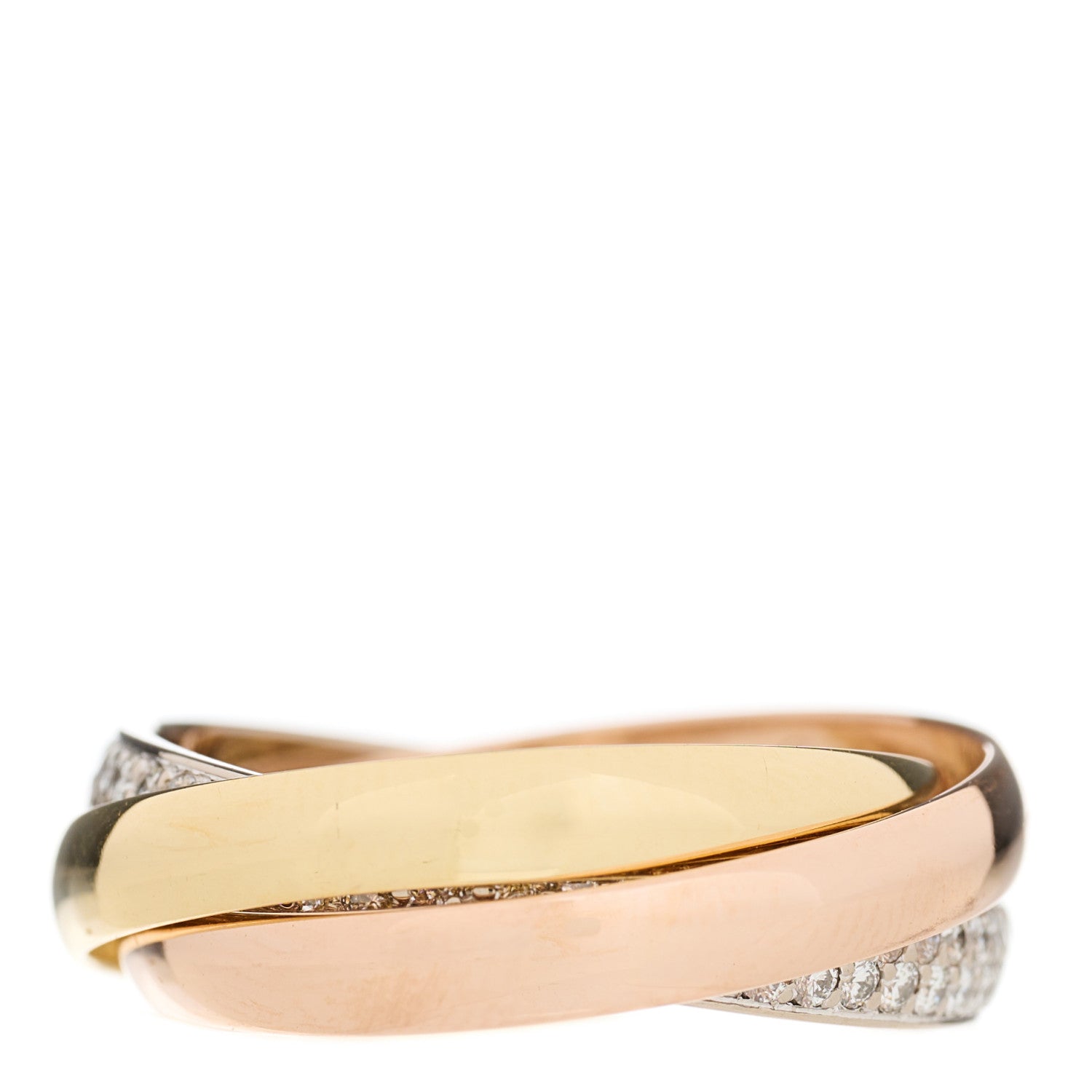 Cartier 18K White Yellow Pink Gold Diamond Small Trinity Paved Ring 49 5 2 of 4