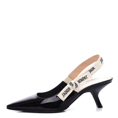 Christian Dior Patent Ribbon J'Adior Slingback 65mm Pumps 37.5 Black 1 of 10