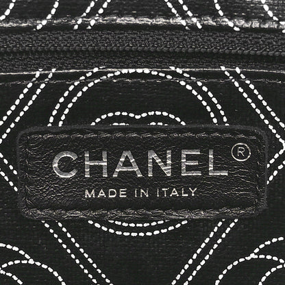 Chanel Coated Canvas Calfskin Camellia Printed Camera Case Black Beige 6 of 10