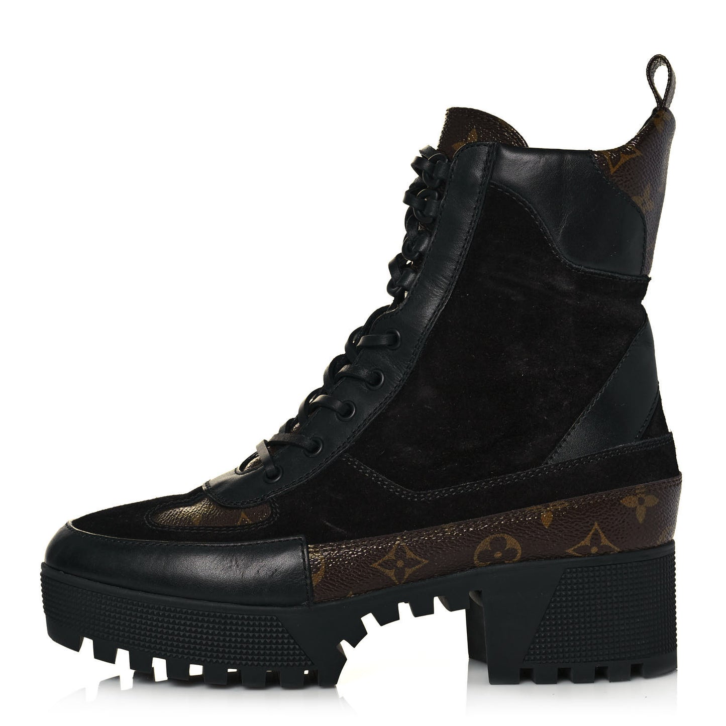 Suede Calfskin Monogram Laureate Platform Desert Boots 41 Black
