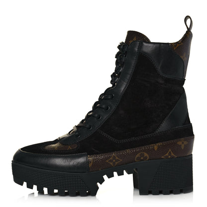 Louis Vuitton Suede Calfskin Monogram Laureate Platform Desert Boots 41 Black 1 of 7