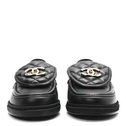 Chanel Lambskin Quilted CC Turnlock Loafers 37.5 Black 2 of 10