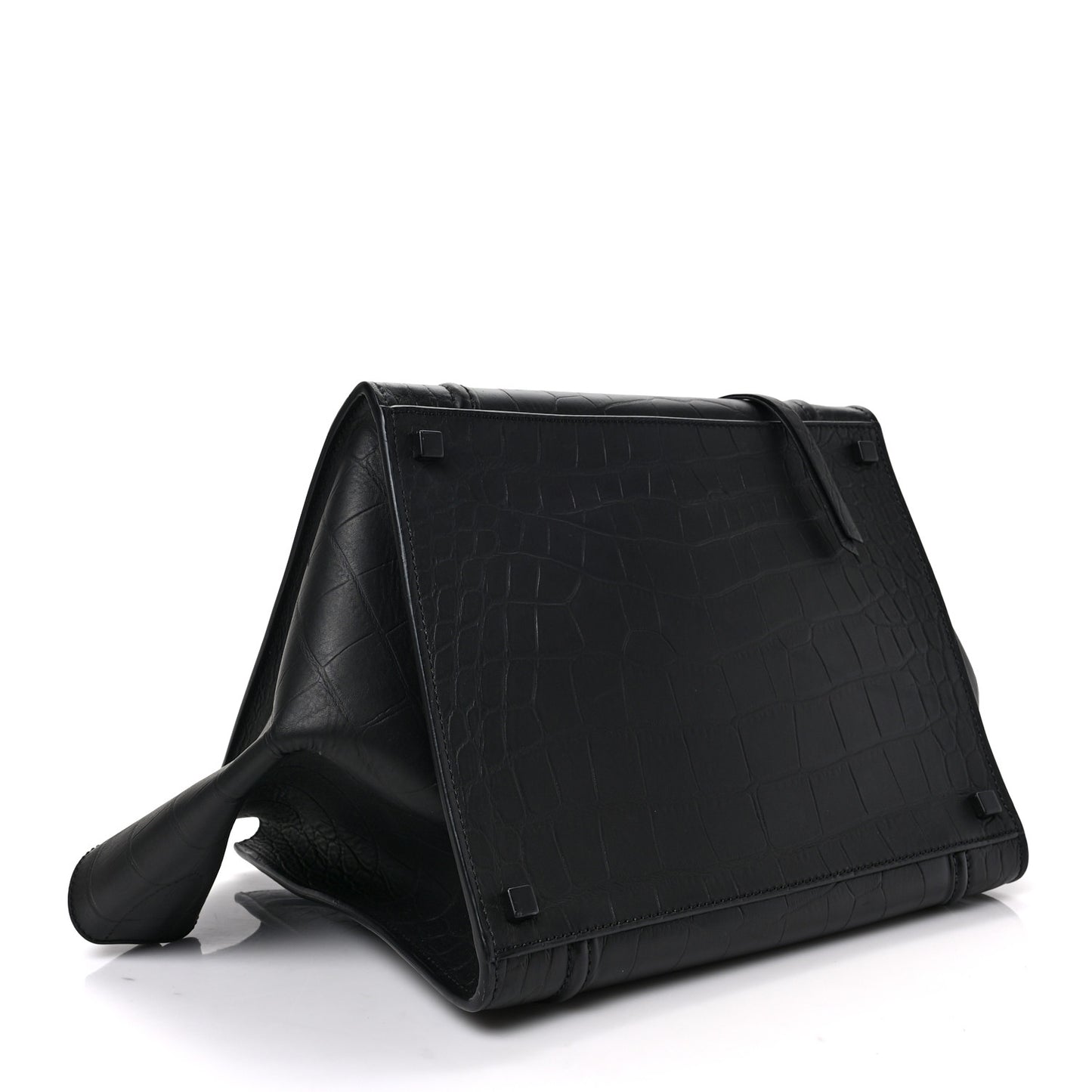 Crocodile Embossed Calfskin Medium Phantom Luggage Black