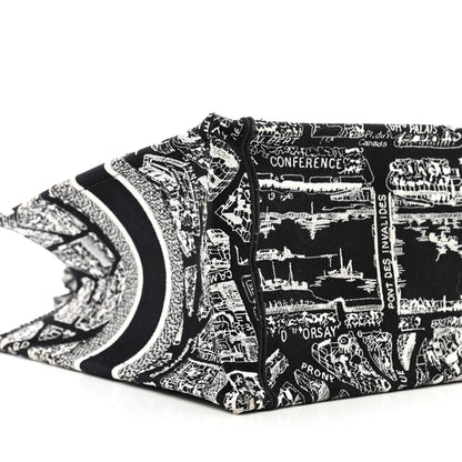 Christian Dior Canvas Embroidered Medium Plan De Paris Book Tote Black White 9 of 12