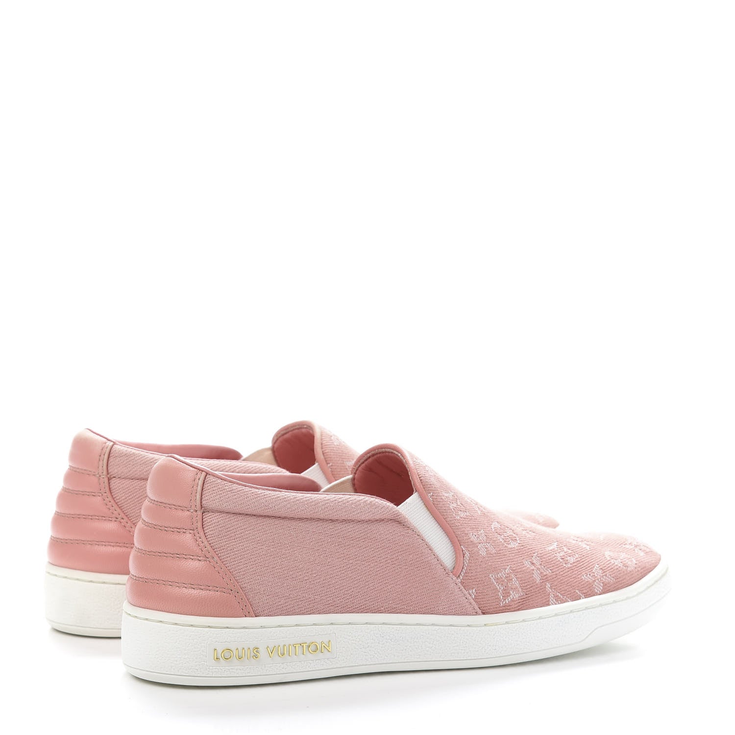 Louis Vuitton Monogram Denim Trocadero Slip On Sneakers 35 Pink 5 of 10