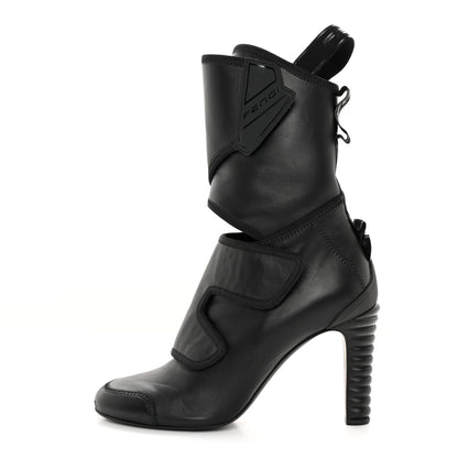 Fendi Vitello Logo Tape Promenade Ankle Boots 40 Black 1 of 13