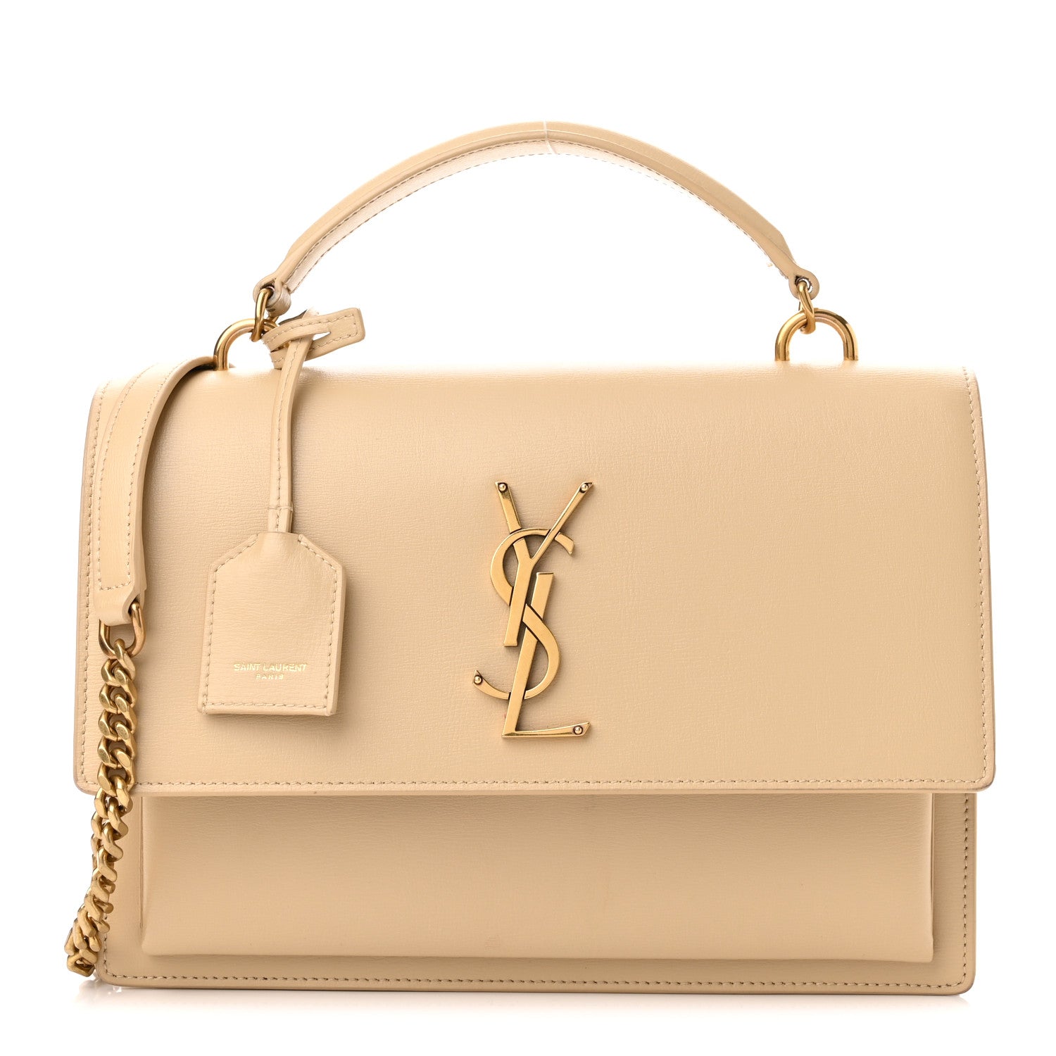 Saint Laurent Smooth Calfskin Medium Monogram Sunset Satchel Beige 1 of 13