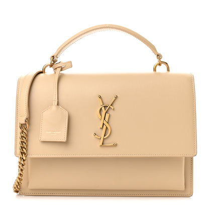 Saint Laurent Smooth Calfskin Medium Monogram Sunset Satchel Beige 1 of 13